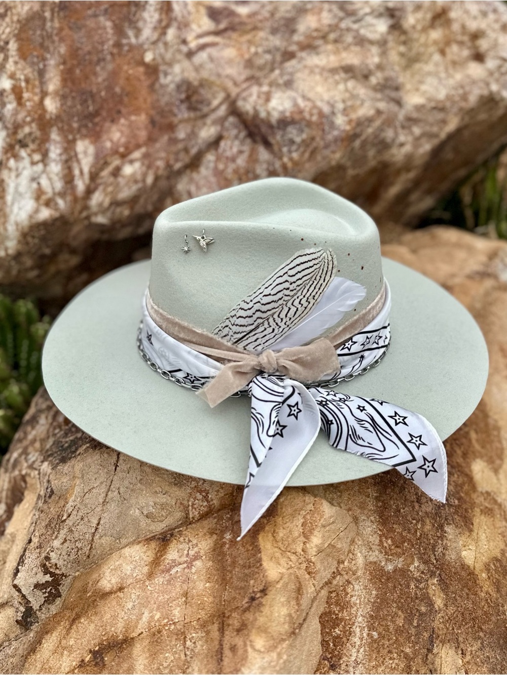 Celestial Initial Hat - Light Green Wool Hat